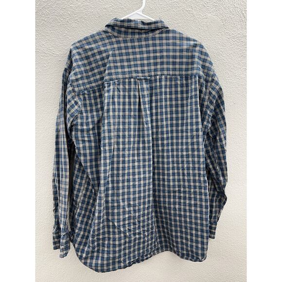 Mens Woolrich Shirt Size Unknown Blue Plaid Long Sleeve Button Up - Picture 6 of 11